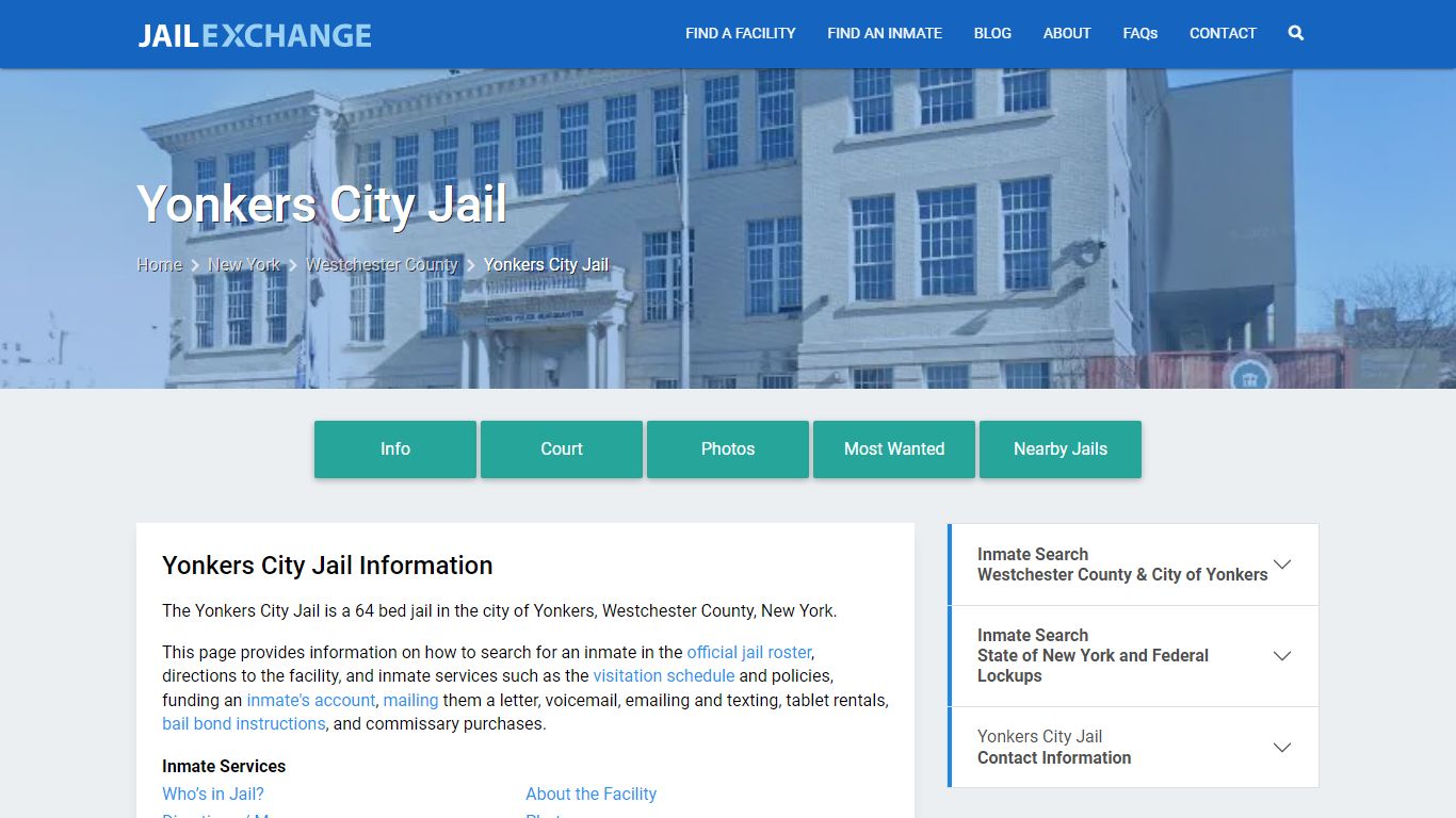 Yonkers City Jail, NY Inmate Search, Information - Jail Exchange